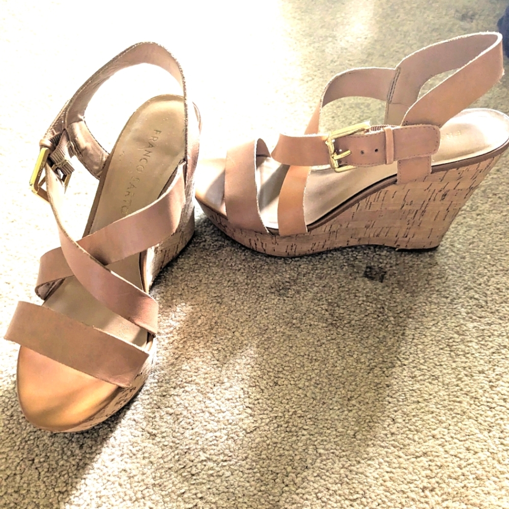 Franco Sarto tan wedge sandals